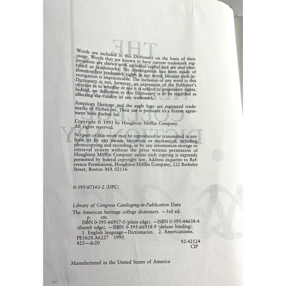 The American Heritage College Dictionary 1993 Third Edition Indexed Hardcover - Picture 5 of 12